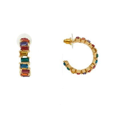 Rainbow gems hoop earrings